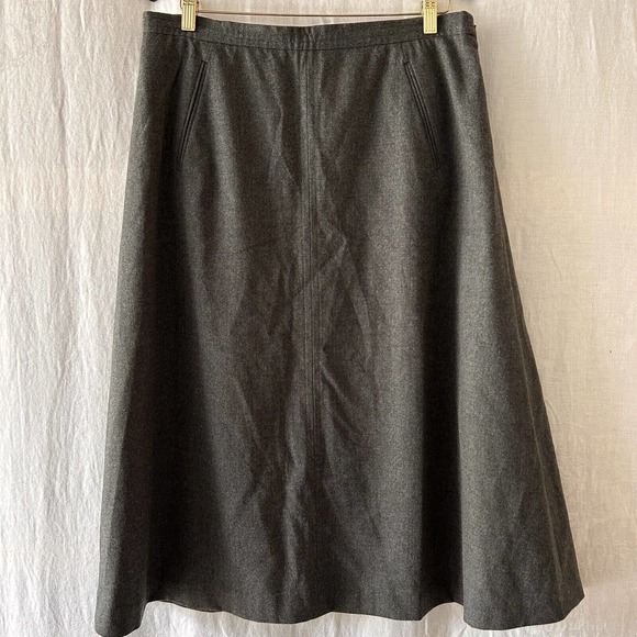 Talbots Dresses & Skirts - Vintage Skirt 14 Gray Wool Blend A-line Pockets Lined MIDI Made In Italy Stretch